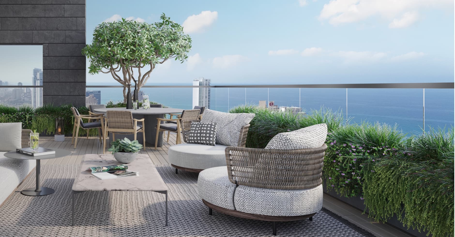 West Netanya — a furnished terrace facing the sea